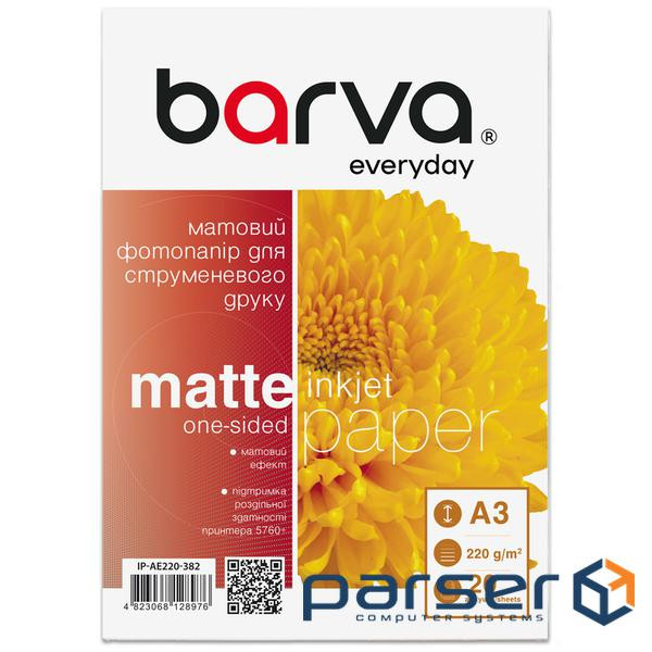 Barva photo paper, matte, A3, 220 g/m2, 20 sheets, series "Everyday" (IP-AE220-382) (IP-BAR-AE220-382)