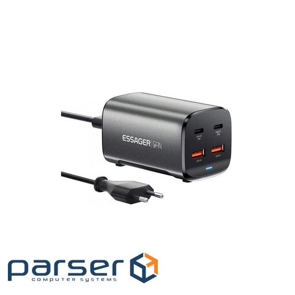 Зарядний пристрій Essager 2xUSB-C + 2xUSB 67W GaN (ECT2AC-JYB0G-Z)