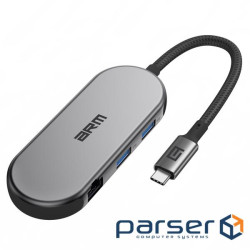 Концентратор Armorstandart USB-C to HDMI 4K, RJ45, PD, 2USB, SD, microSD Grey (ARM69365)