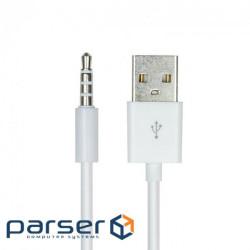 Кабель аудіо USB для iPod Shuffle Jack 3.5mm M 4 pin -> USB AM, 0,15 м білий (S0483)