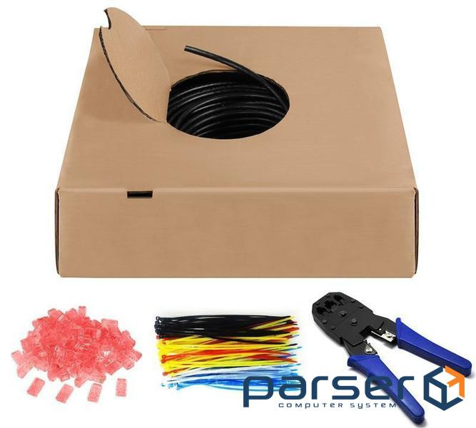 Кабель мережевий в бухті FreeEnd-RJ45 UTP6 100m,solіd AWG24 SET D=6.6mm Out Cu,чорний (75.05.5440-1) (75.05.5440-1)