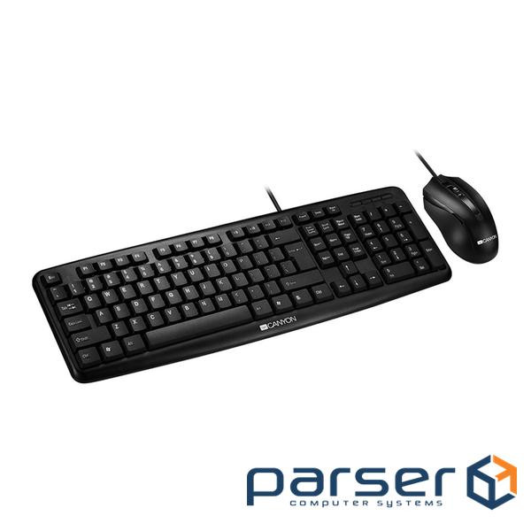 Комплект Canyon SET-1, Black, USB, клавіатура (104 клавіші, водостійке покриття) + миша (CNE-CSET1)