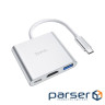 Концентратор HOCO USB-C to USB3.0+HDMI+PD HB14 Silver (6931474725790)