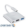 Концентратор HOCO USB-C to USB3.0+HDMI+PD HB14 Silver (6931474725790)