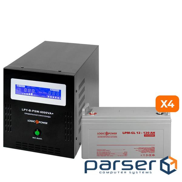 Комплект резервного живлення LogicPower ДБЖ B6000 + гелева батарея 1440W (18058)