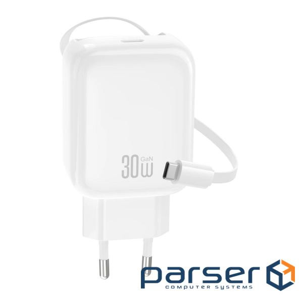 Зарядний пристрій XO 1xUSB-C PD30W GaN + cable USB-C to USB-C (XO-QC17)