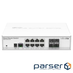 Network switch Cisco SG350X-48-K9-EU Тип - управляемый 3-го уровня, форм-фактор - в стойку, количество портов - 54, порты - SFP+, Gigabit Ethernet, комбинированный, возможность удаленного управления - управляемый, коммутационная способность - 176 Гбит/ с, размер таблицы МАС-адресов - 64000 Кб, корпус - Металический, 48x10/ 100/ 1000TX, 2хSFP+ Mikrotik CRS112-8G-4S-IN