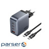 Зарядний пристрій VENTION 3xUSB-C, 1xUSB-A GaN Charger 100W Gray w/Type-C cable (TZ-FETH0-EU)