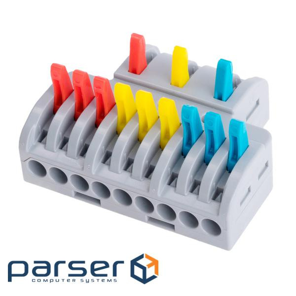 Клемна колодка з натискними затискачами 3х9-дроти LT-933 для розподільних коробок, (LT-933 cіра) )