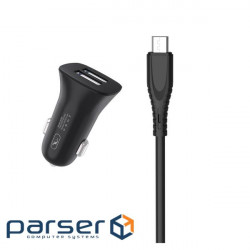 Car charger SkyDolphin SZ09V (2USB, 3.4A) Black (AZP-000111) + cable microUSB