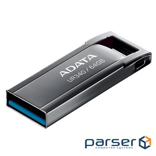 Флеш накопичувач USB 64Gb ADATA UR340, Black, USB 3.2 Gen 1, до 100 МБ/с (AROY-UR340-64GBK)