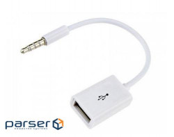 Перехідник аудіо USB для iPod Shuffle Jack 3.5mm M 4 pin -> USB AF, білий (S0482)