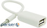 Перехідник аудіо USB для iPod Shuffle Jack 3.5mm M 4 pin -> USB AF, білий (S0482)