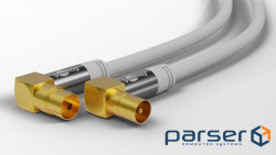 Кабель антенний-подовжувач RF:Coaxial M/F 10.0m,+M/M 90ё/90ё D=8.0mm 4xShield Cu,білий (75.07.0450-1 (75.07.0450-1