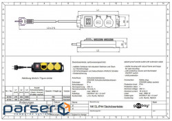 Living-underwire cable IEC(Schuko) 1x5 M/F,3.0m Outdoor 1.5mm + vimikach, black (75.04.5194-5)