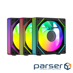 Набір із трьох вентиляторів для корпусу 120MM GAMMA F12 UNI BK ARGB REVERSE (GAMMA-F12-BK3AM01U-GL)