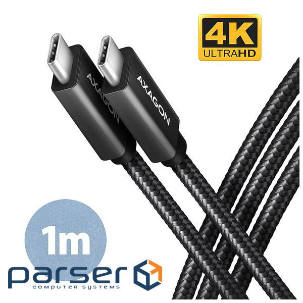 Дата кабель USB-C to USB-C 1.0m USB 3.2 Gen 2 PD 100W 5A 4K black AXAGON (BUCM32-CM10AB)