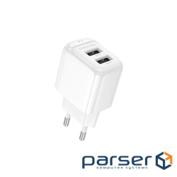 Зарядний пристрій BOROFONE BAS41A 2xUSB white (6941991113741)