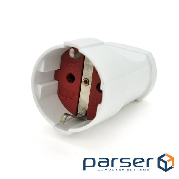 Штепсельне гніздо Євро із заземленням, розбірне, 16А 220V, колір білий / червоний, Q20 (000018164) , Q20 (000018164)