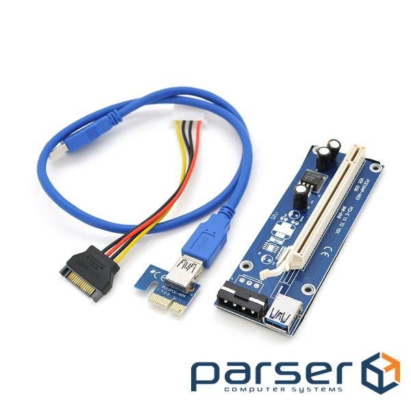 Riser PCI-EX, x1 => x16, 4-pin MOLEX, SATA => 4Pin, USB 3.0 AM-AM 0,6 м ( (CS 220 16V)