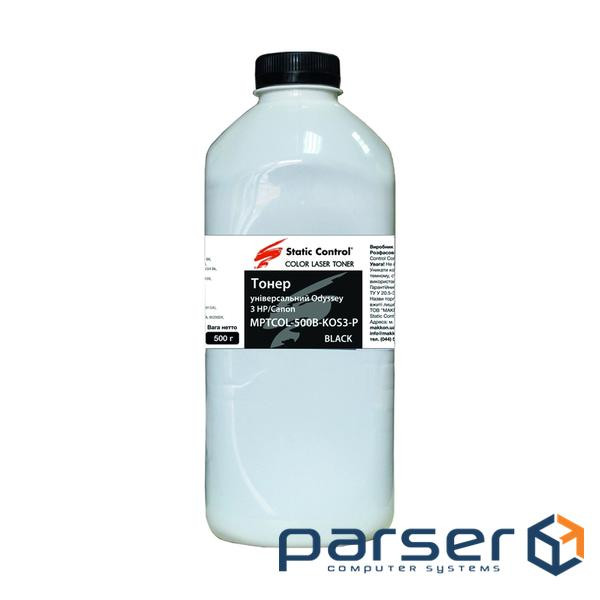 Тонер HP/Canon MPTCOL OS3 500г black (фасовка) Static Control (MPTCOL-500B-KOS3-P)