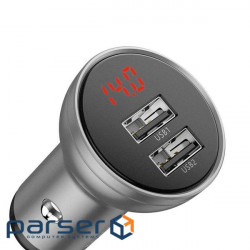 Зарядний пристрій Baseus Digital Display Dual USB 4.8A 24W silver (CCBX-0S)