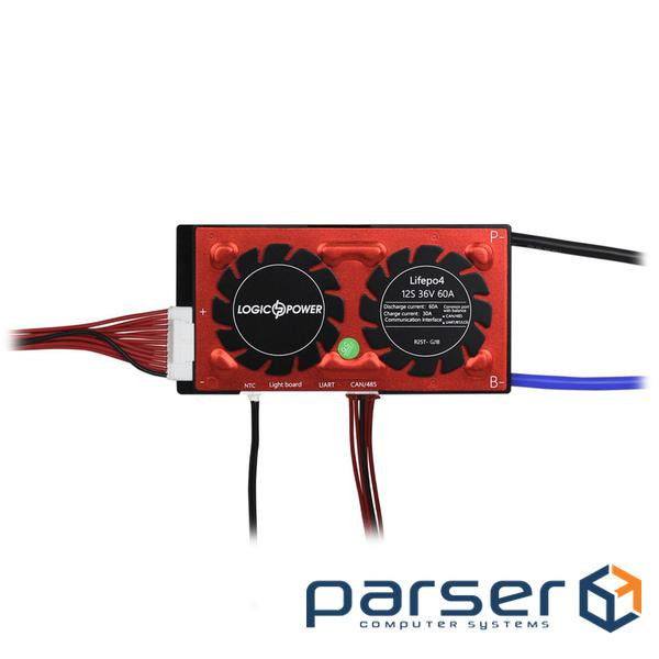 Smart BMS плата LP LiFePO4 36V 12S Dis 60A Ch 30A UART+RS485+CAN (16351)