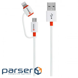 Cable SKROSS USB 2-in-1 AM/Micro-BM/Apple Lightning 1m White (2.700200-E)