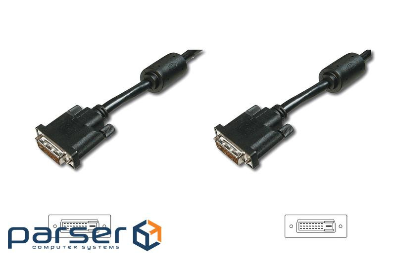 Кабель DVI-D dual link (M/M) DIGITUS 3м, Black/ Чорний (AK-320101-030-S)