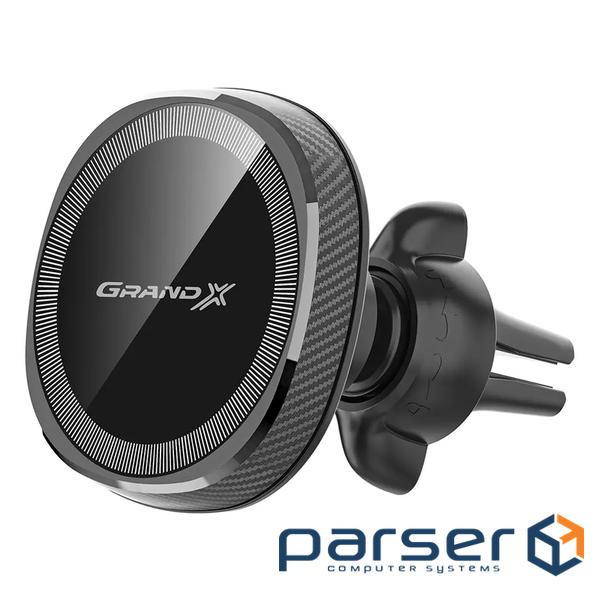 Універсальний автотримач Grand-X MT-15W MagSafe із зарядкою 15W (кріплення на дефлектор )