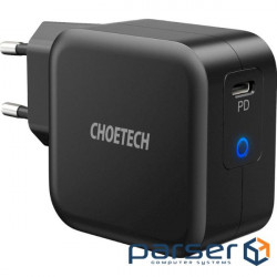 Зарядное устройство CHOETECH Q6006 61W USB-C PD3.0, QC3.0 GaN Wall Charger Black w/Type-C ca
