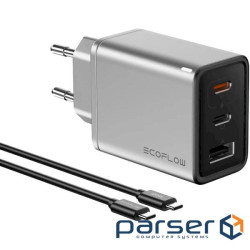 Зарядний пристрій ECOFLOW RAPID 65W GaN Charger Silver w/Type-C to Type-C (EFA-65W-GAN-CHARGER-EU)