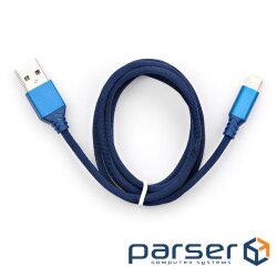 Date cable USB 2.0 AM to Lightning nylon 1m blue Vinga (VCPDCLNB21B)