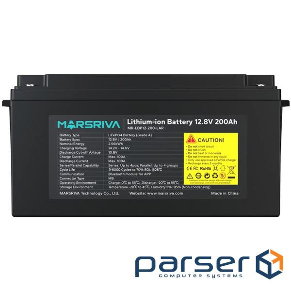 Акумуляторна батарея Marsriva LiFePO4, 12.8V/200Ah (MR-LBP12-200-LAR), 2.56kWh