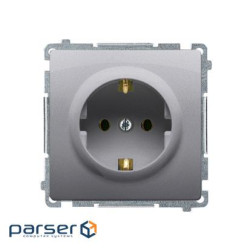 Розетка электрическая Basic с заземлением Schuko, сталь inox (BMGSZ1.01/21)