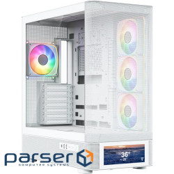 Корпус Modecom VOLCANO AQ500 ARGB MIDI FRONT LCD 6,2”, 4x120mm fans WHITE без БЖ (MC-A-AQ500-4FA-W)
