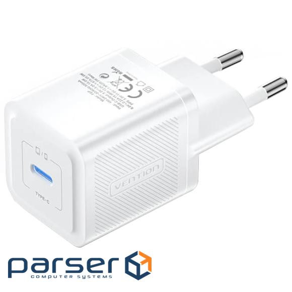 Зарядний пристрій 1xUSB-C 20W PD білий Vention (FEPW0-EU)