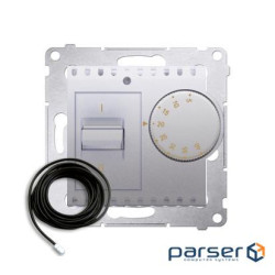 Регулятор температуры Premium с внешним датчиком в комплекте, 16A 230V, серебро (DRT10Z.02/43)