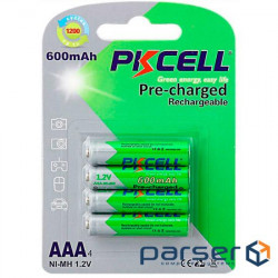 Battery PKCELL Pre-charged Rechargeable AAA 600mAh 4pcs/pack (AAA600-4B(4pcs/card))
