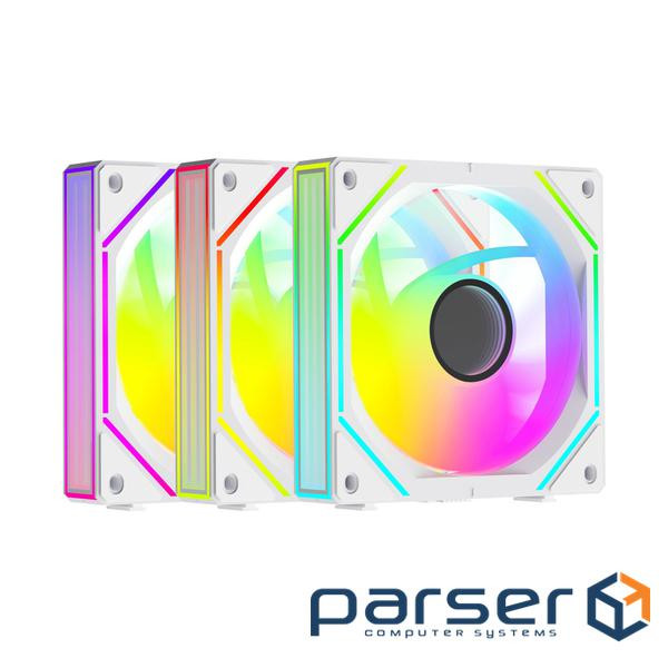 Набір із трьох вентиляторів для корпусу 120MM GAMMA F12 UNI WH ARGB REVERSE (GAMMA-F12-WH3AM01U-GL)