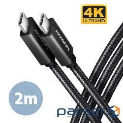 Кабель AXAGON BUCM32-CM20AB USB-C  <-> USB-C 3.2 Gen 2, 2m, PD 100W, 5A, 4K HD, Black
