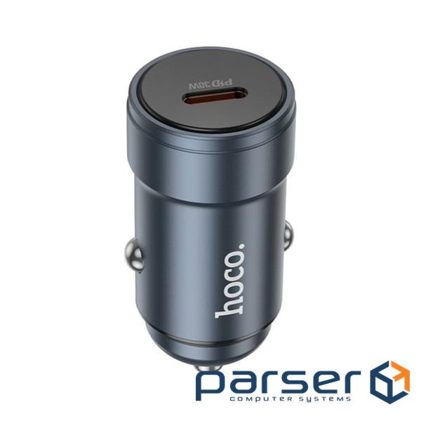 Зарядний пристрій HOCO Z57 USB-C PD30W car charger metal gray (6942007633048)