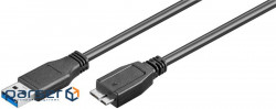 Device cable USB3.0 A-microB M/M 1.0m, AWG24+28 D=5.5mm Gold Cu, black (70.08.5072-1)