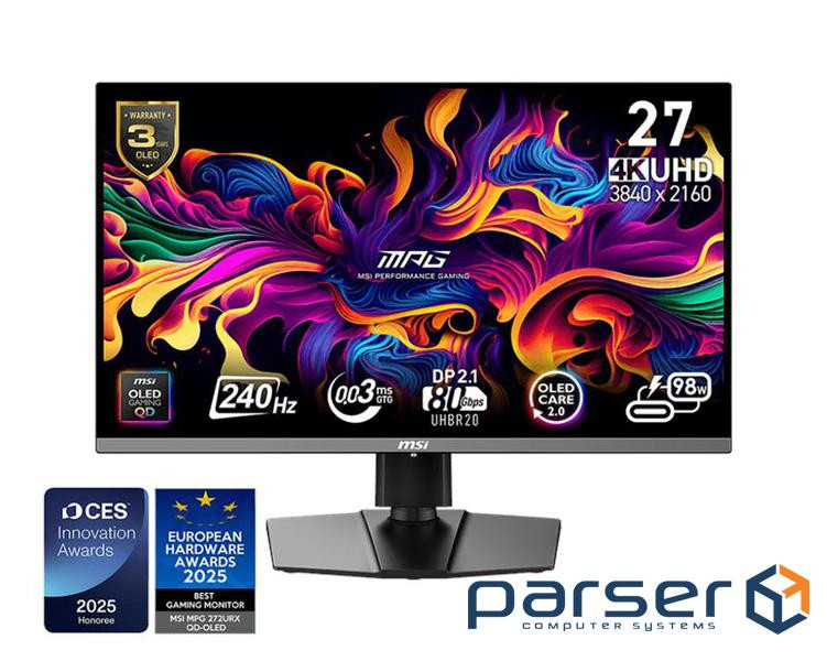 Монітор MSI 26.5" MPG 272URX QD-OLED 2xHDMI, DP, 2xUSB, USB-C, Audio, OLED, 38 (9S6-3CD79A-054)