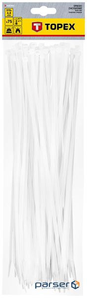 Стяжка кабельна TOPEX 370x4.8мм біла 75шт (44E981)