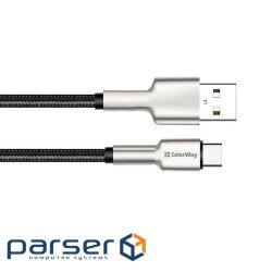 Дата кабель USB 2.0 AM to Type-C 1.0m head metal black ColorWay (CW-CBUC046-BK)