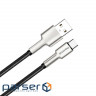 Дата кабель USB 2.0 AM to Type-C 1.0m head metal black ColorWay (CW-CBUC046-BK)