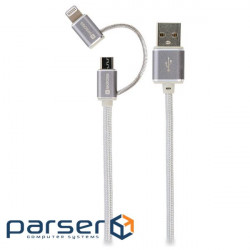Кабель SKROSS USB 2-in-1 AM/Micro-BM/Apple Lightning 1м Silver (2.700241)