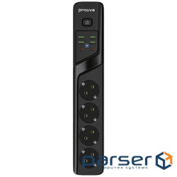 Сетевой фильтр Proove Power Strip P-04 (4 розетки + 4 USB + 2 Type-C) 3М black (PSP442430001)
