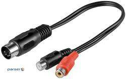 Goobay audio adapter DIN-RCAx2 M/F,0.2m 5pin Left/ Right Y-form (75.05.0002-1)
